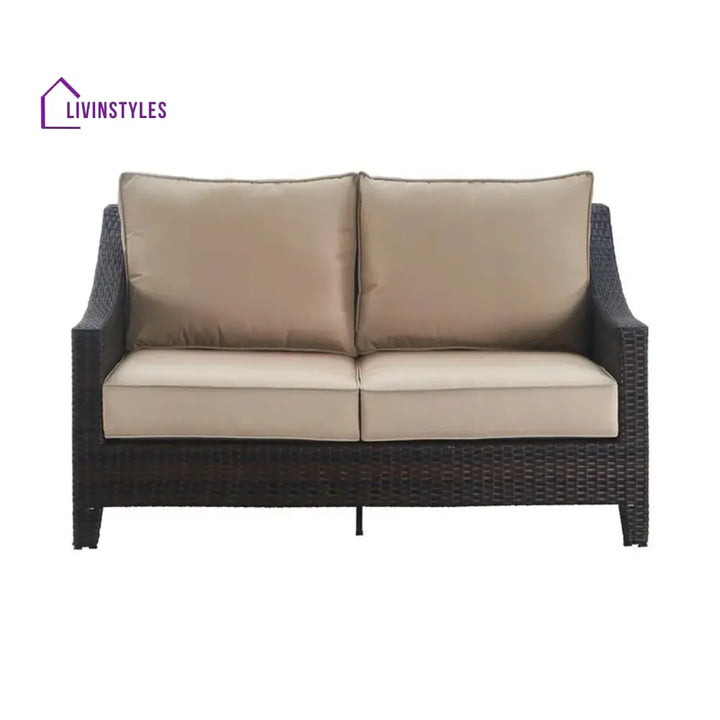 Yvonne Outdoor Rattan Wicker 1-Piece Loveseat Sofa - Sofa Set