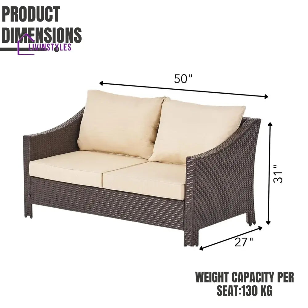 Yvonne Outdoor Rattan Wicker 1-Piece Loveseat Sofa - Sofa Set