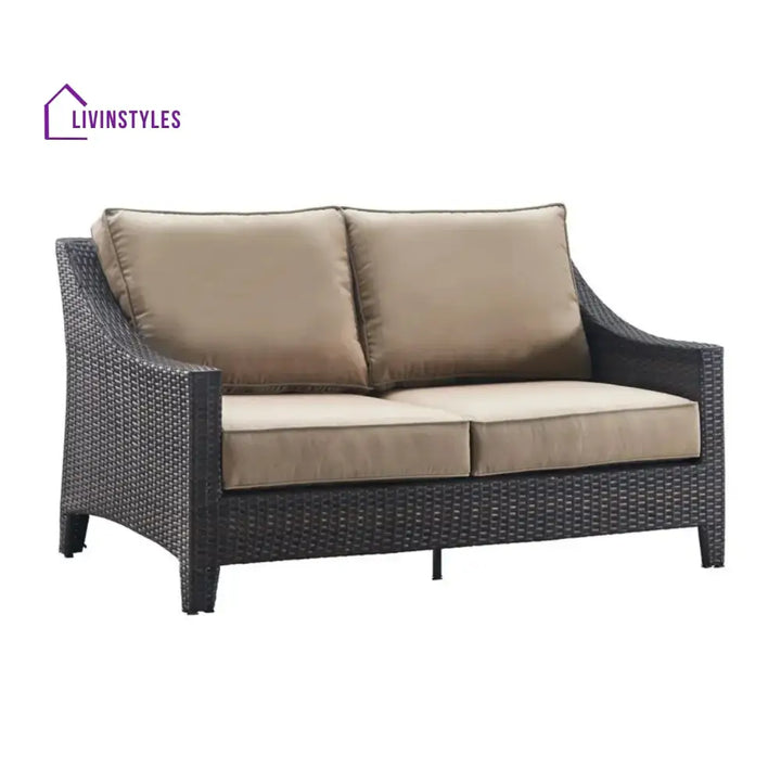Yvonne Outdoor Rattan Wicker 1-Piece Loveseat Sofa - Sofa Set