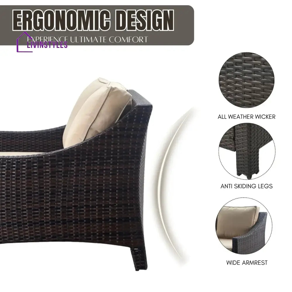 Yvonne Outdoor Rattan Wicker 1-Piece Loveseat Sofa - Sofa Set