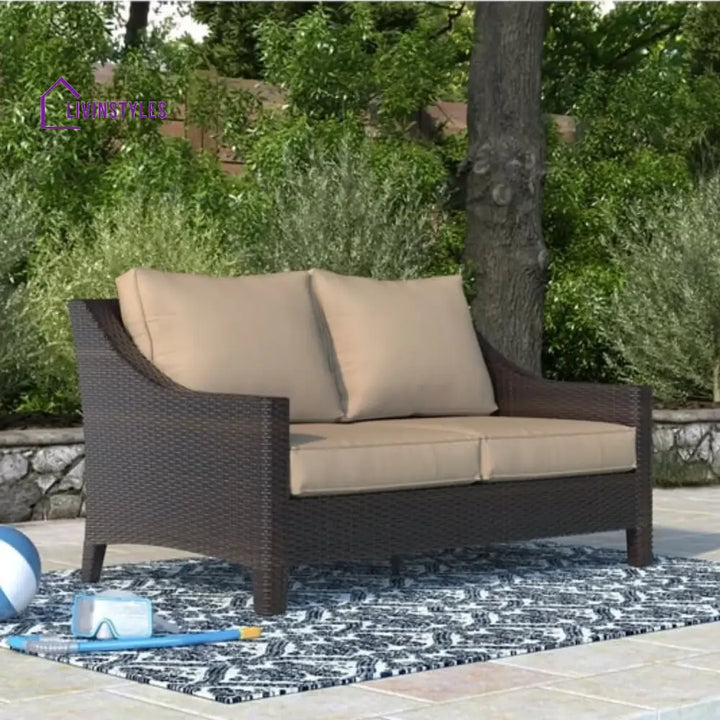 Yvonne Outdoor Rattan Wicker 1-Piece Loveseat Sofa - Sofa Set