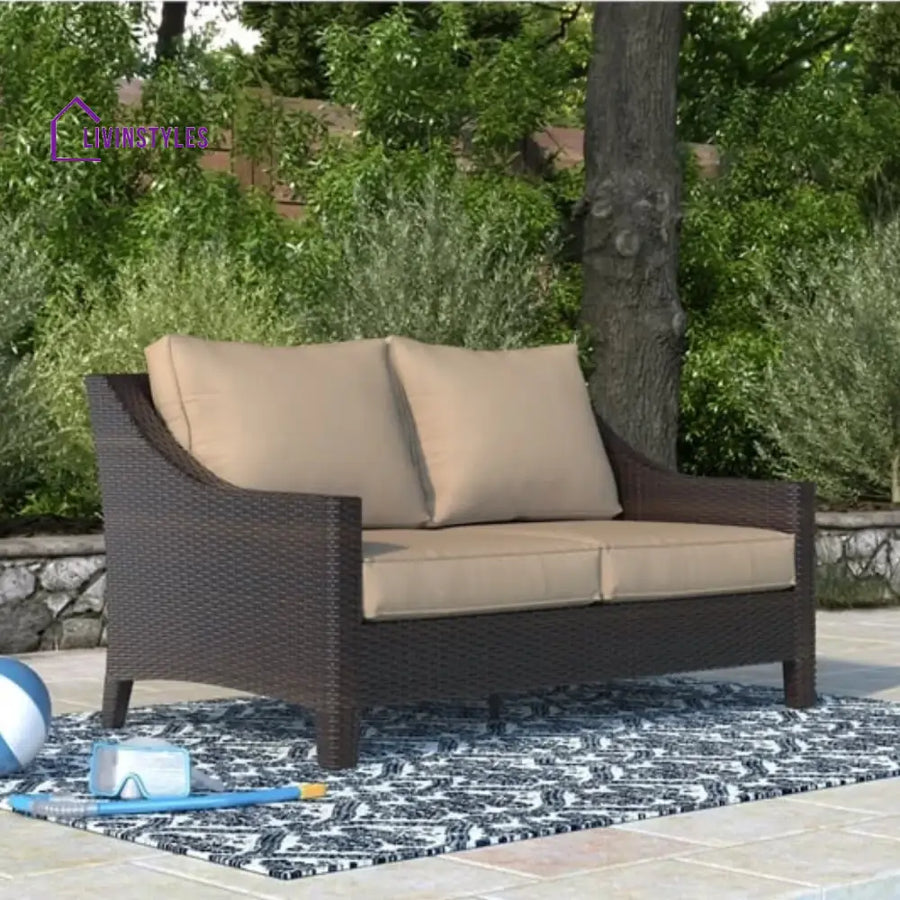 Yvonne Outdoor Rattan Wicker 1-Piece Loveseat Sofa - Sofa Set