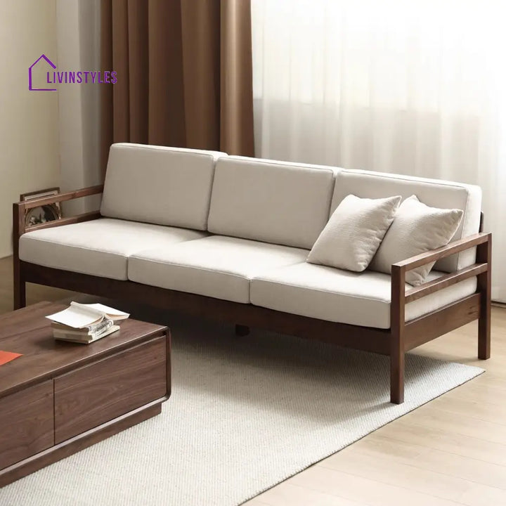 Zahar Solid Wood 3 Seater Sofa for Living Room