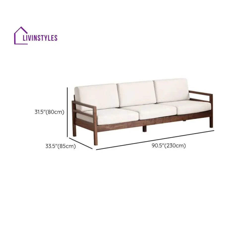 Zahar Solid Wood 3 Seater Sofa for Living Room