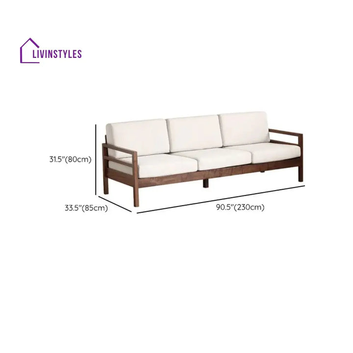 Zahar Solid Wood 3 Seater Sofa for Living Room