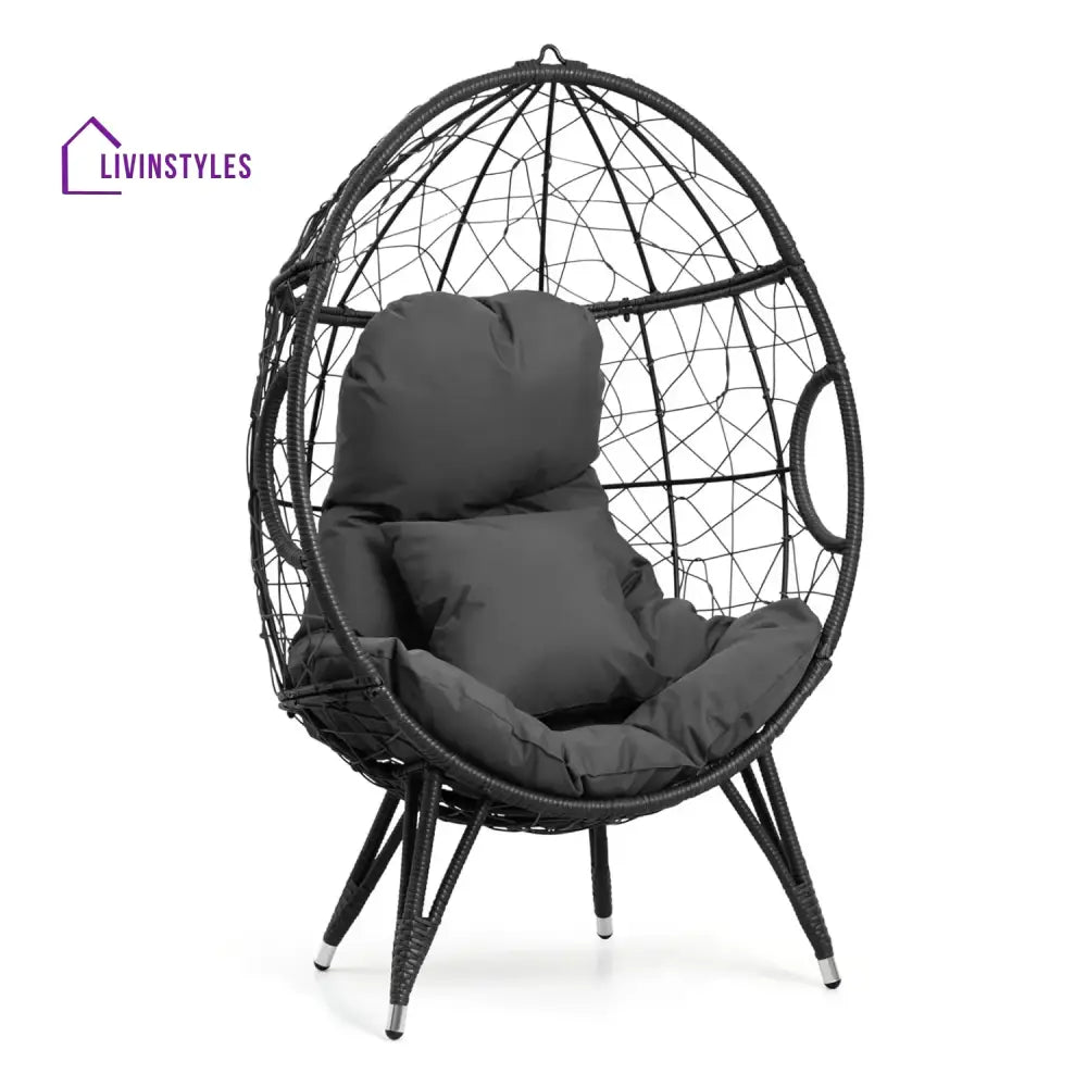 Zahida Outdoor All-Weather Wicker Egg Chair (Grey) - Egg Chair