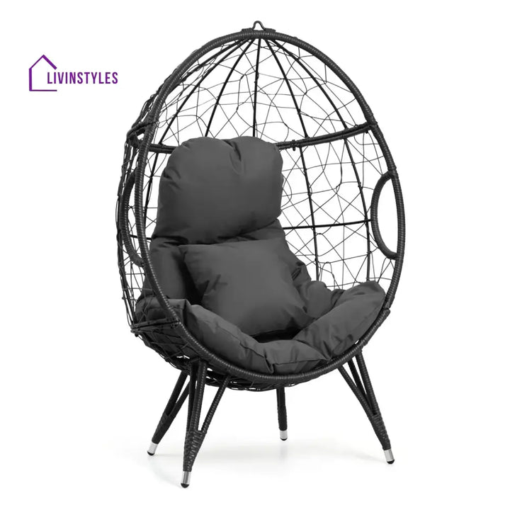 Zahida Outdoor All-Weather Wicker Egg Chair (Grey) - Egg Chair