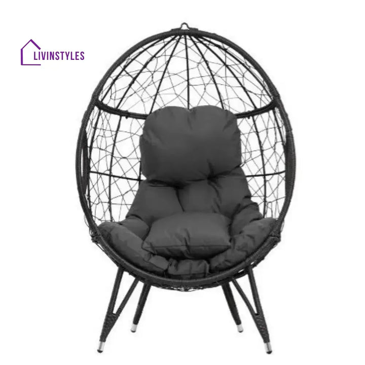 Zahida Outdoor All-Weather Wicker Egg Chair (Grey) - Egg Chair