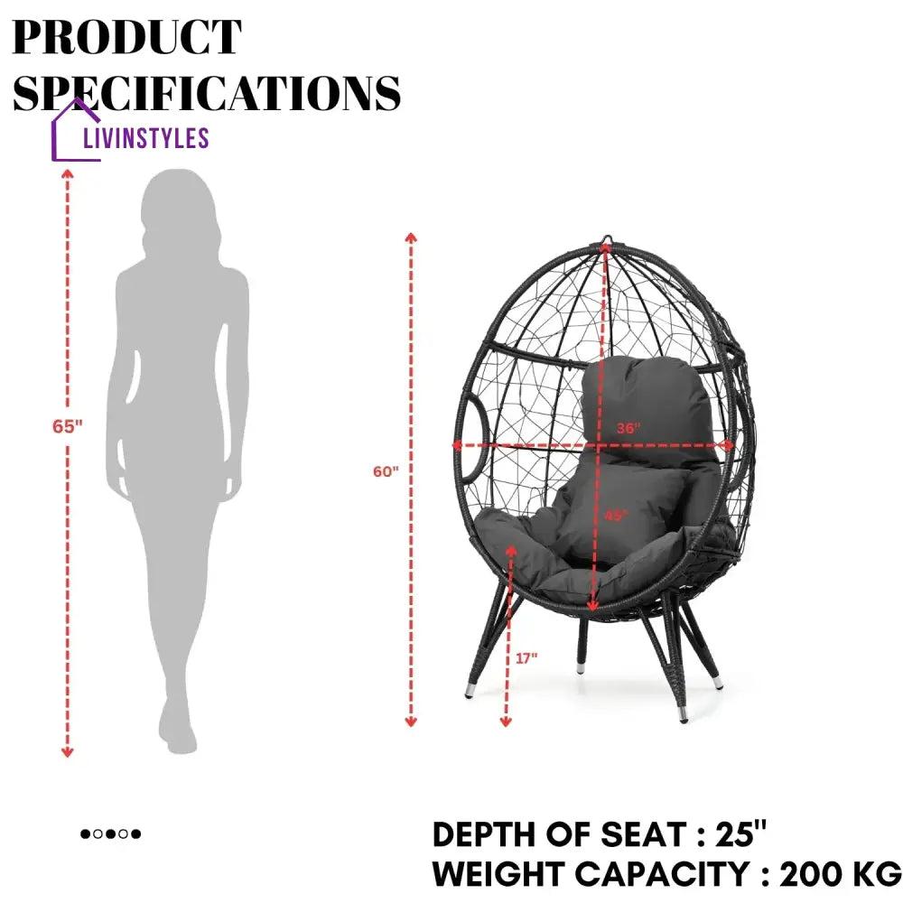 Zahida Outdoor All-Weather Wicker Egg Chair (Grey) - Egg Chair
