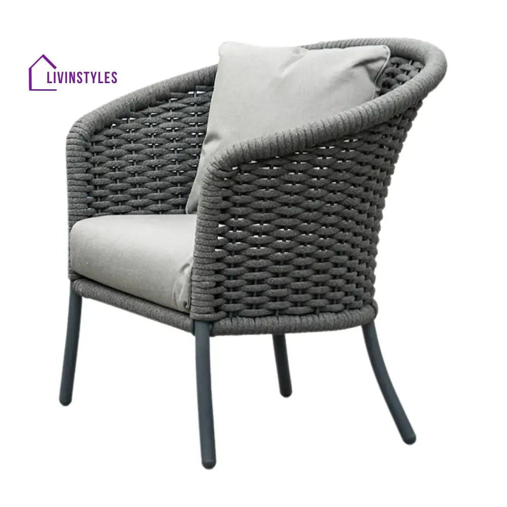 Zahra Outdoor Grey Rope 4 Piece Patio Sofa Set with Light Grey Cushions - Sofa Set