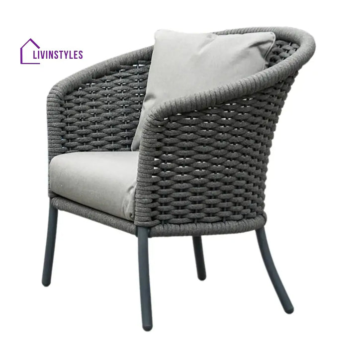 Zahra Outdoor Grey Rope 4 Piece Patio Sofa Set with Light Grey Cushions - Sofa Set
