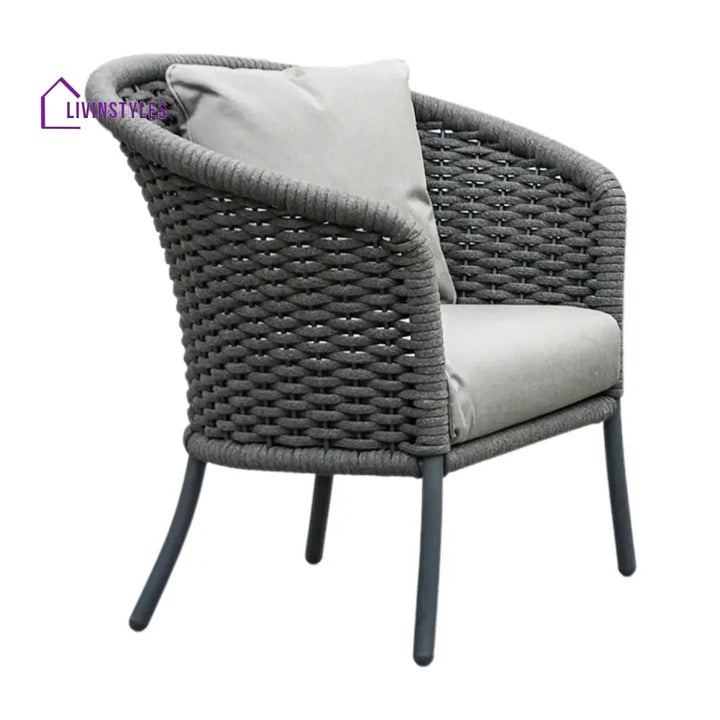 Zahra Outdoor Grey Rope 4 Piece Patio Sofa Set with Light Grey Cushions - Sofa Set