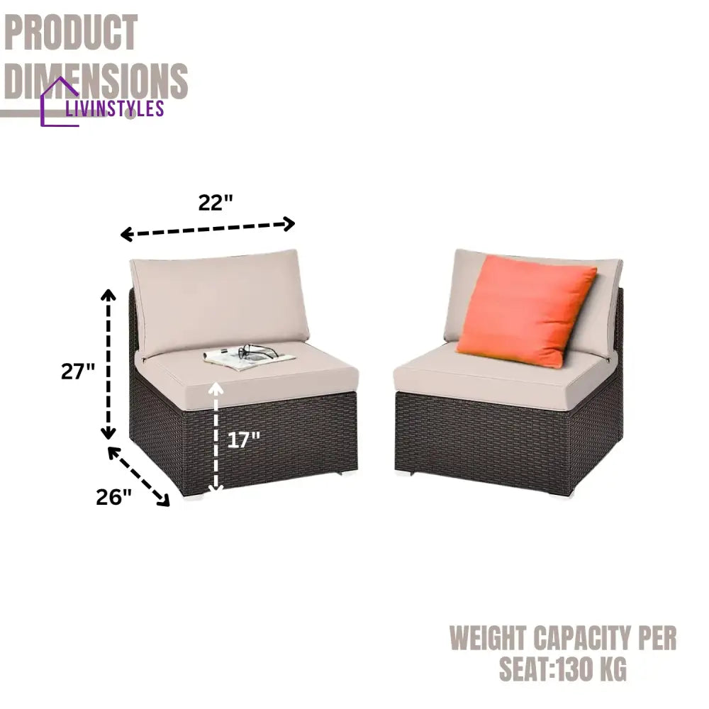 Zaina 2-Piece Outdoor Wicker Armless Sofa - Sofa Set