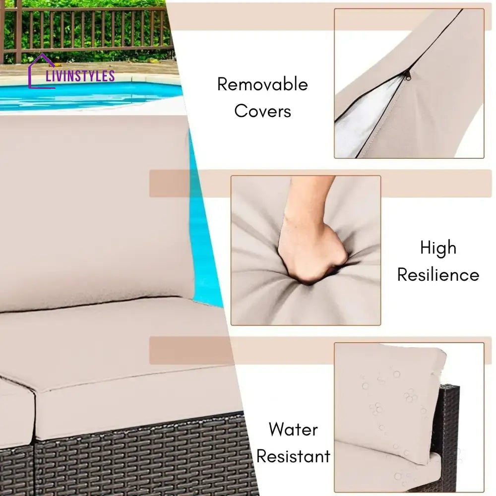 Zaina 2-Piece Outdoor Wicker Armless Sofa - Sofa Set