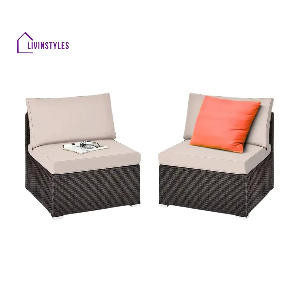 Zaina 2-Piece Outdoor Wicker Armless Sofa - Sofa Set