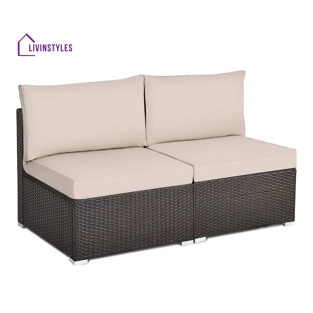 Zaina 2-Piece Outdoor Wicker Armless Sofa - Sofa Set