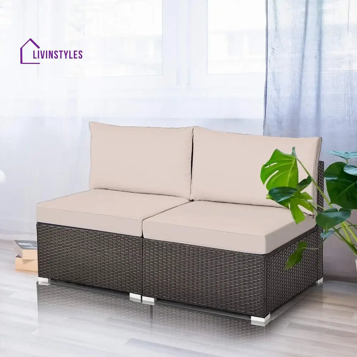 Zaina 2-Piece Outdoor Wicker Armless Sofa - Sofa Set