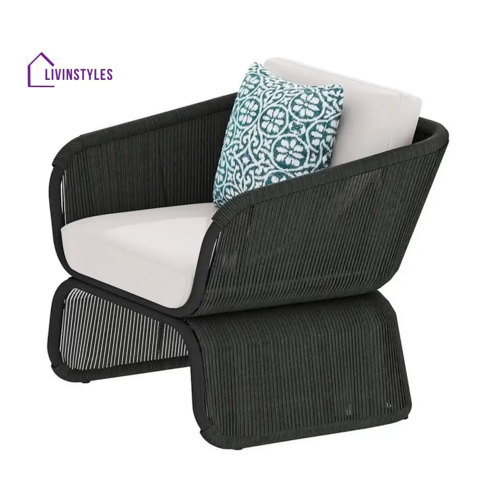 Zainab Outdoor Braided Rope Sofa Set With 2-Tier Glass Top Table - Sofa Set