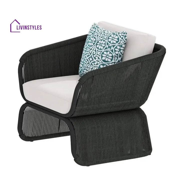 Zainab Outdoor Braided Rope Sofa Set With 2-Tier Glass Top Table - Sofa Set