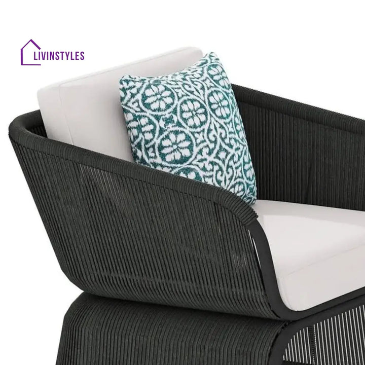 Zainab Outdoor Braided Rope Sofa Set With 2-Tier Glass Top Table - Sofa Set