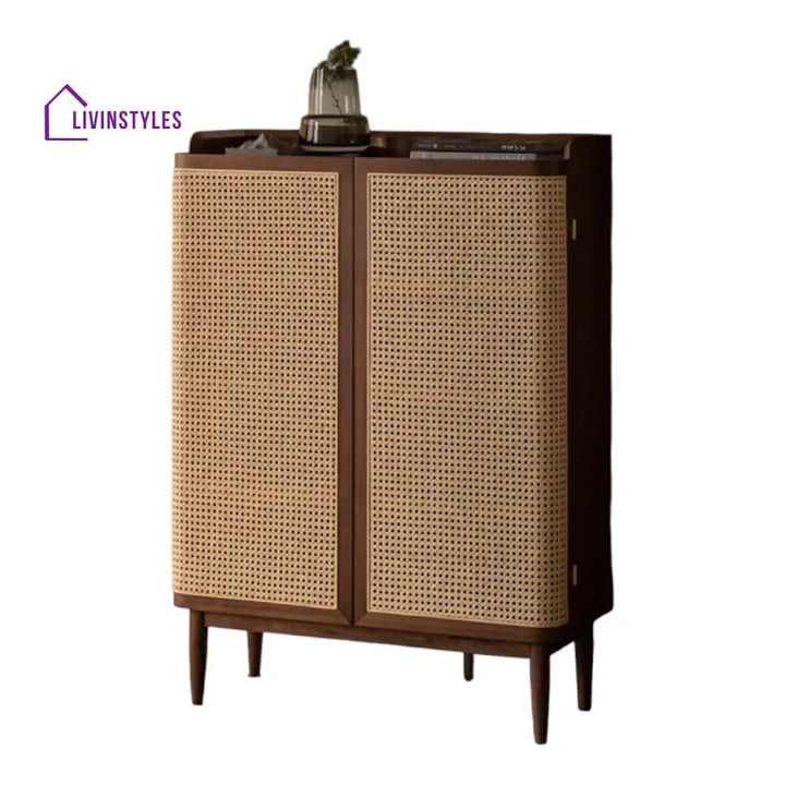 Zakhar Cane Shoe Rack Sheesham Wood & Cane