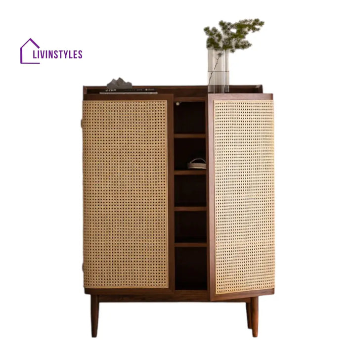 Zakhar Cane Shoe Rack Sheesham Wood & Cane