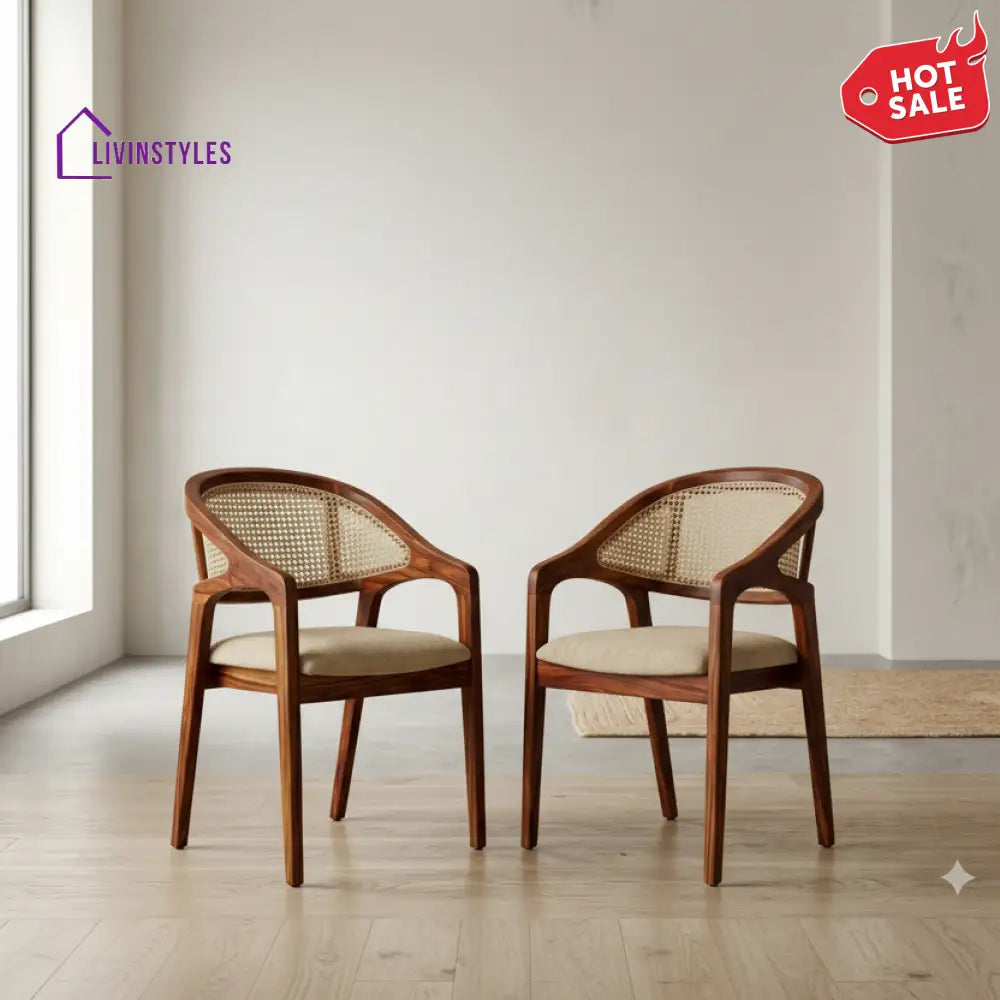 Zane Sheesham Wood Dining Chairs - Set of 2 (Honey Finish)