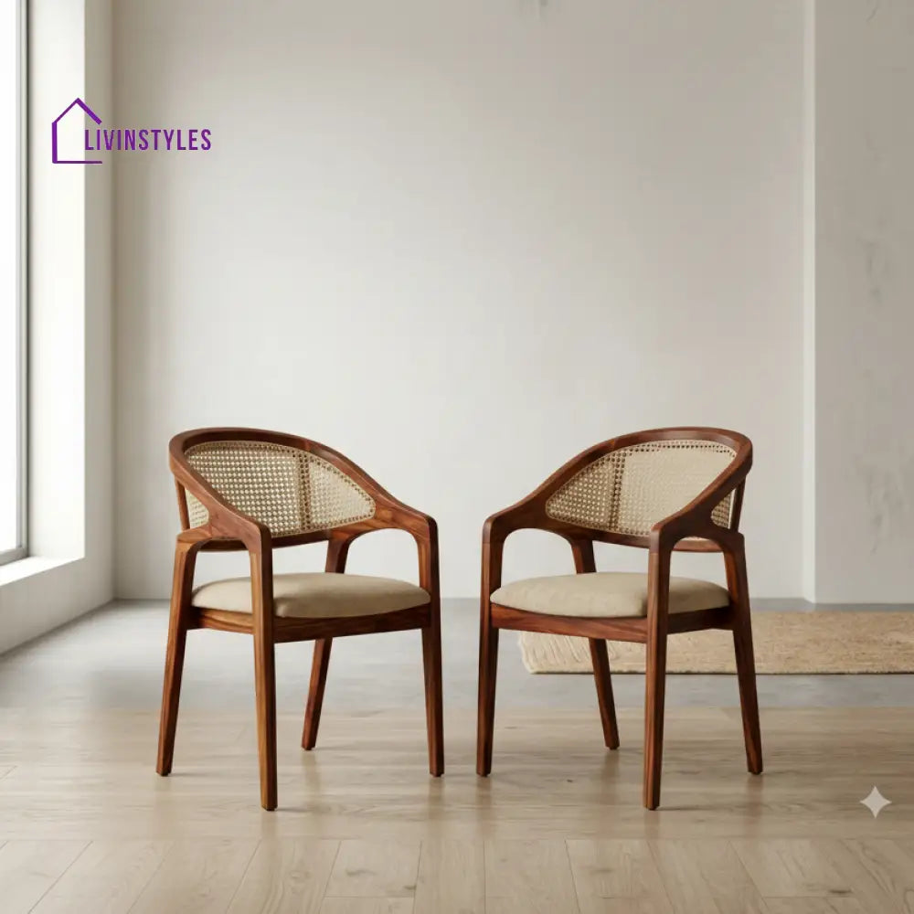 Zane Sheesham Wood Dining Chairs - Set of 2 (Honey Finish)