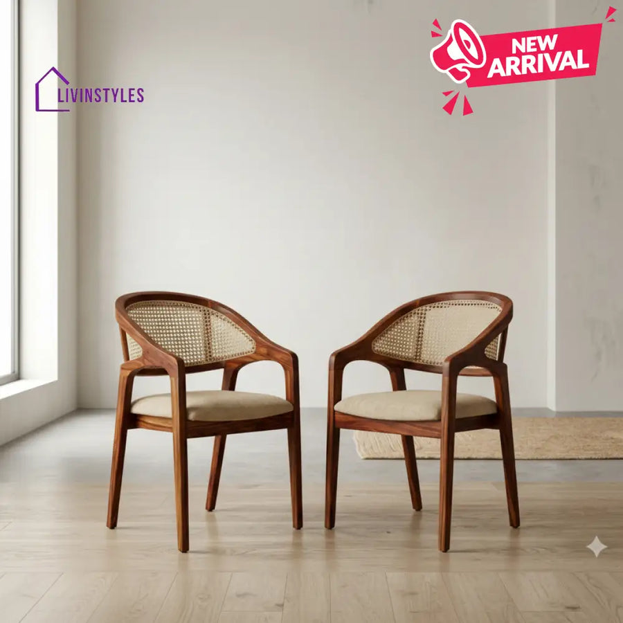 Zane Sheesham Wood Dining Chairs - Set of 2 (Honey Finish)