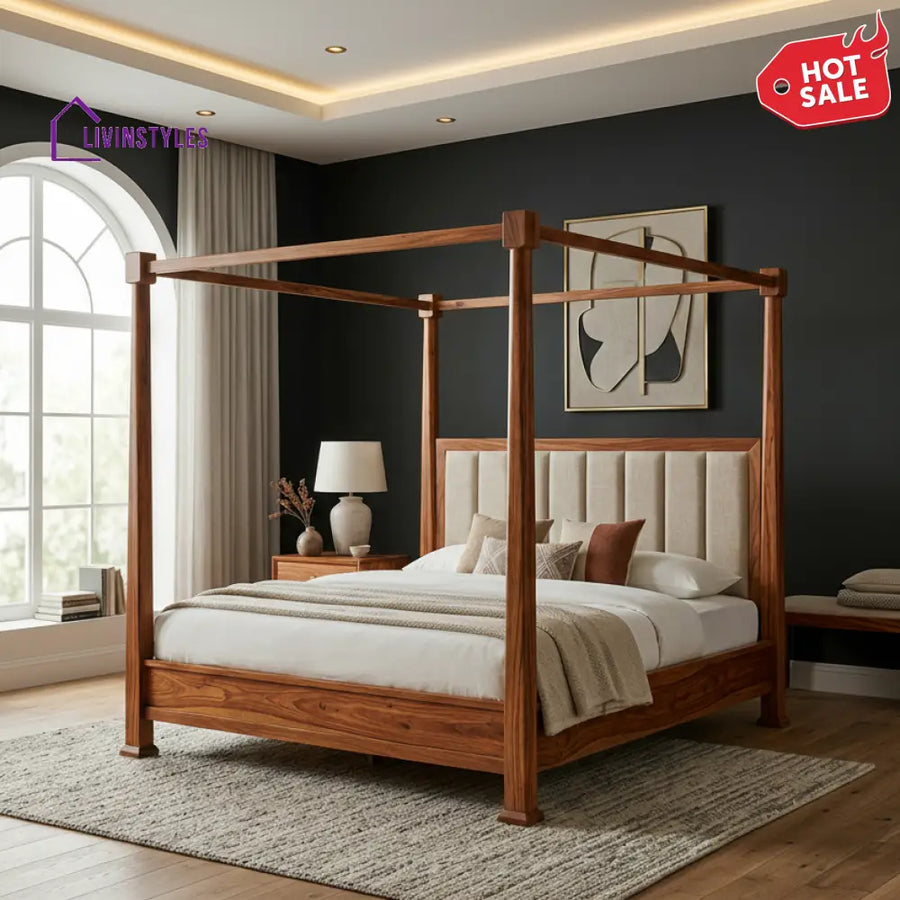 Zara Sheesham Wood Poster Bed Without Storage
