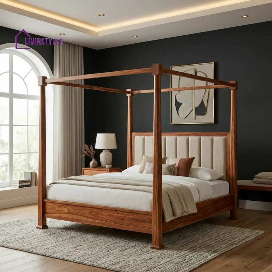 Zara Sheesham Wood Poster Bed Without Storage