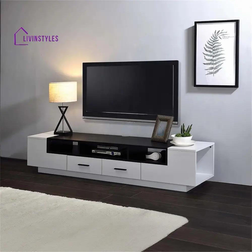 Zaria White Finish Tv Unit Stand for Living Room