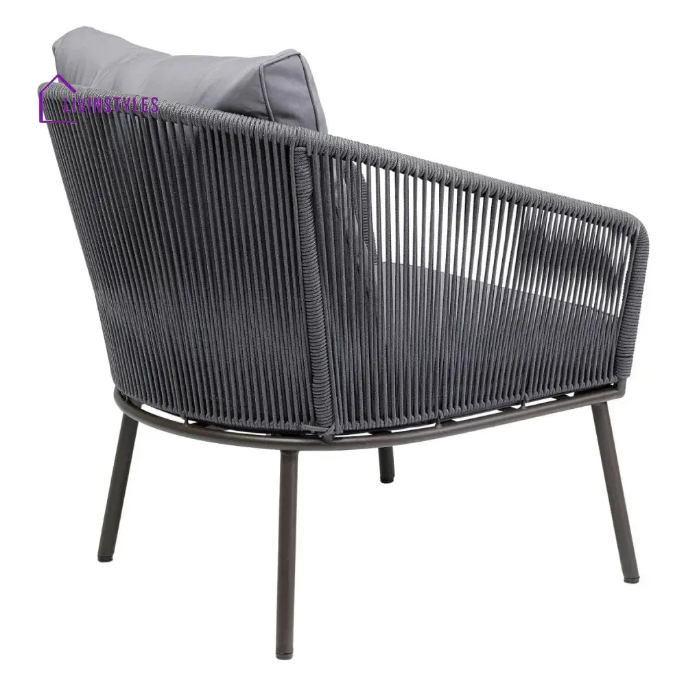 Zariah Outdoor Rope 5-Seater Patio Sofa Set with Glass Top Table (Grey) - Sofa Set