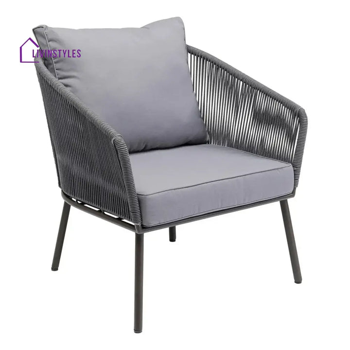 Zariah Outdoor Rope 5-Seater Patio Sofa Set with Glass Top Table (Grey) - Sofa Set