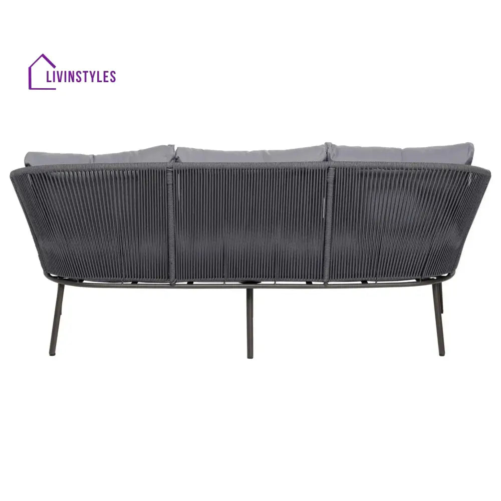 Zariah Outdoor Rope 5-Seater Patio Sofa Set with Glass Top Table (Grey) - Sofa Set