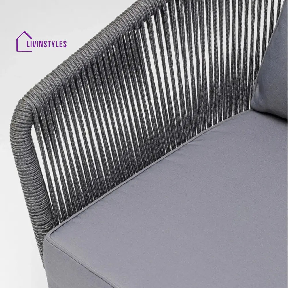 Zariah Outdoor Rope 5-Seater Patio Sofa Set with Glass Top Table (Grey) - Sofa Set