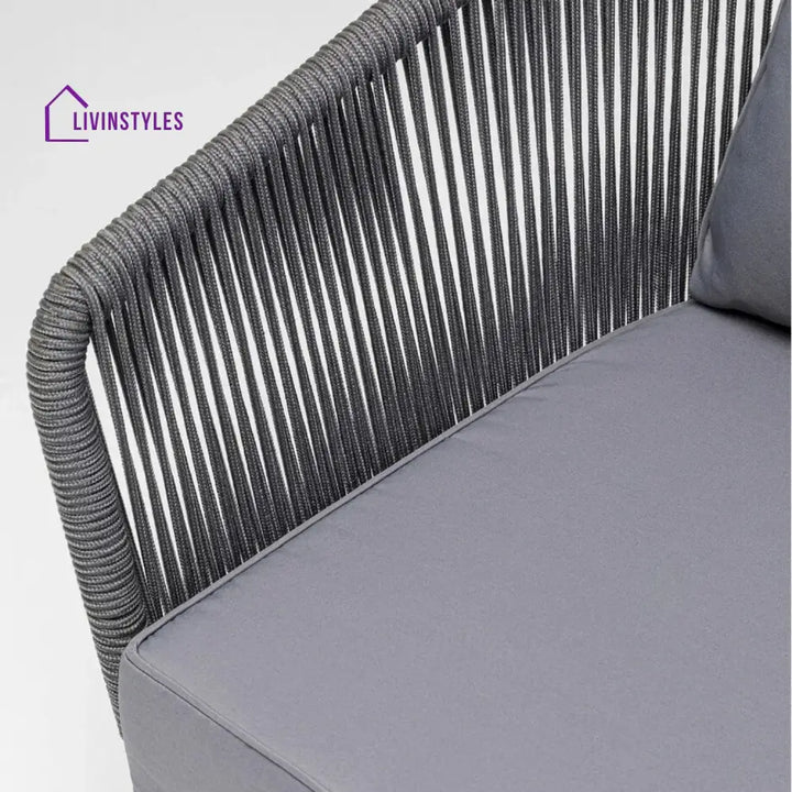 Zariah Outdoor Rope 5-Seater Patio Sofa Set with Glass Top Table (Grey) - Sofa Set