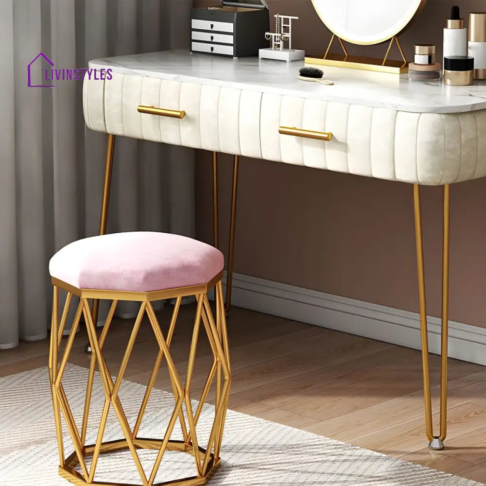 Zarna Living Room Ottoman | Velvet Fabric