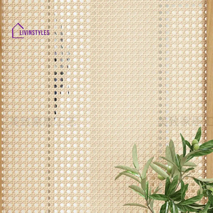 Zayla Wooden and Cane Weaving Room Partition for Living Room