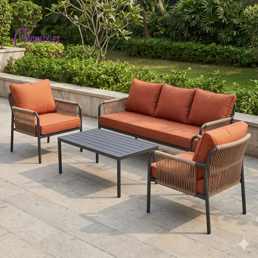 Zbigniew Premium MS Frame with Powder Coated Outdoor Sofa Set with Weather Proof Fabric