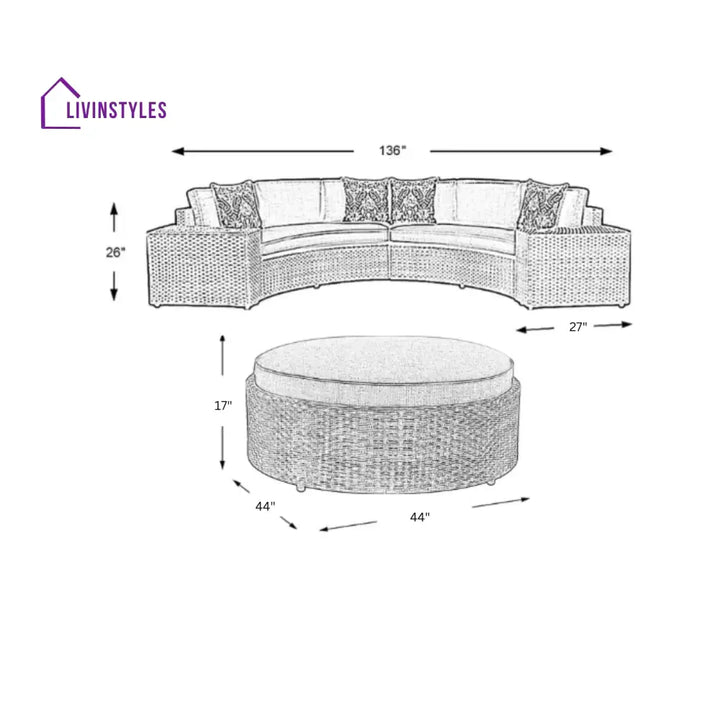 Zea Outdoor Sofa Set 4 Seater and 1 Center Table (Brown) - Sofa Sets