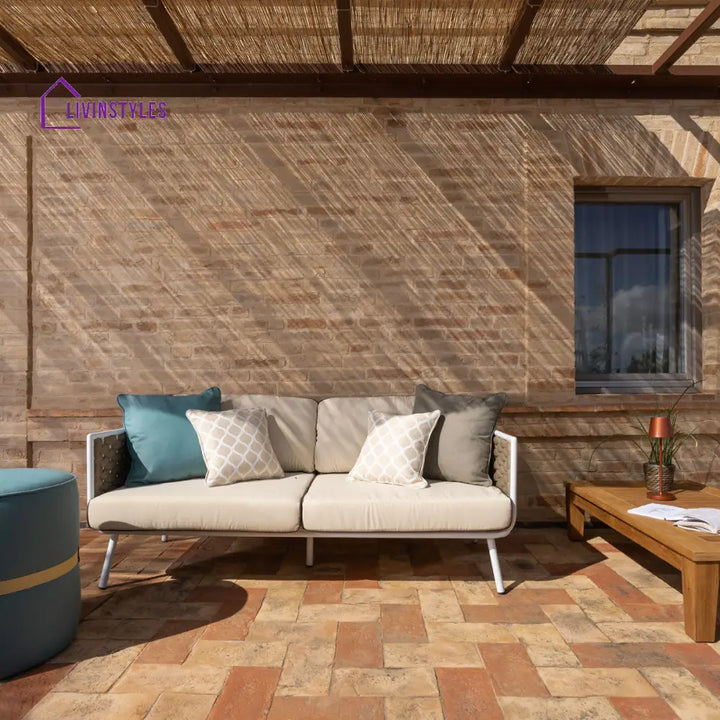 Zedex Outdoor Sofa Set 2 Seater 2 Single seater and 1 Center Table Set (Beige) Braided & Rope - Sofa Sets