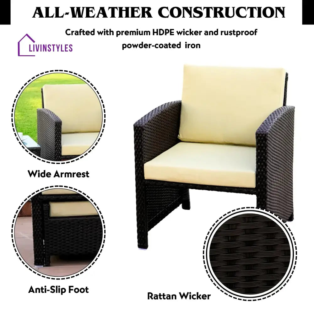 Zeenat Outdoor 5 Piece Patio Wicker All Weather Sectional Furniture Set - Patio Sofa Set