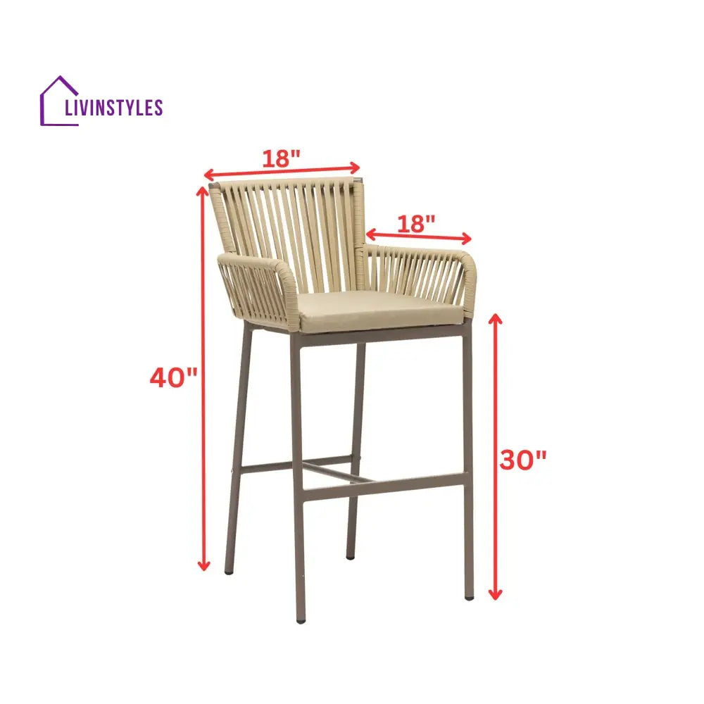 Zeki Outdoor Patio Bar Chair 2 Chair For Balcony Braided & Rope - Bar Sets