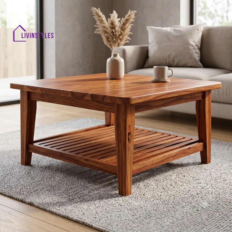 Zélia Wooden Coffee Table for Living Room | Tea Table | Teapoy | Center table