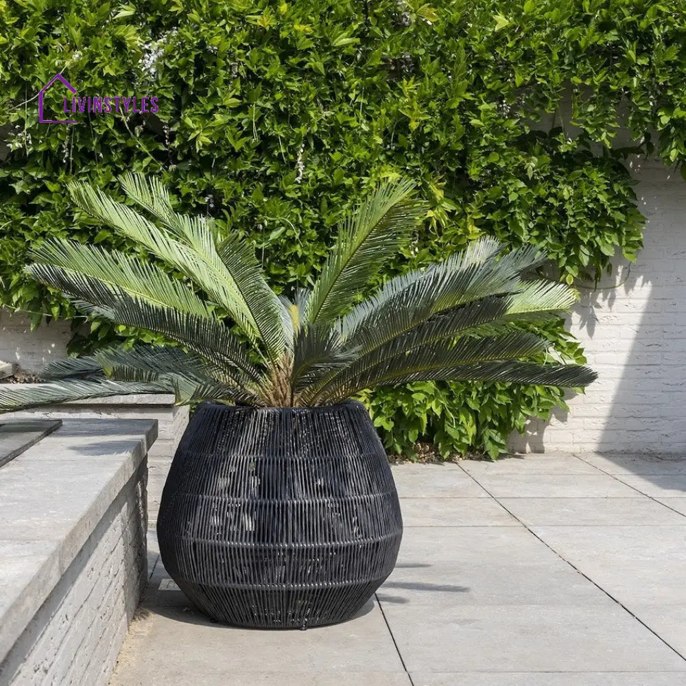 Zende Outdoor Planters For Garden Balcony (Black) Braided & Rope - Planter