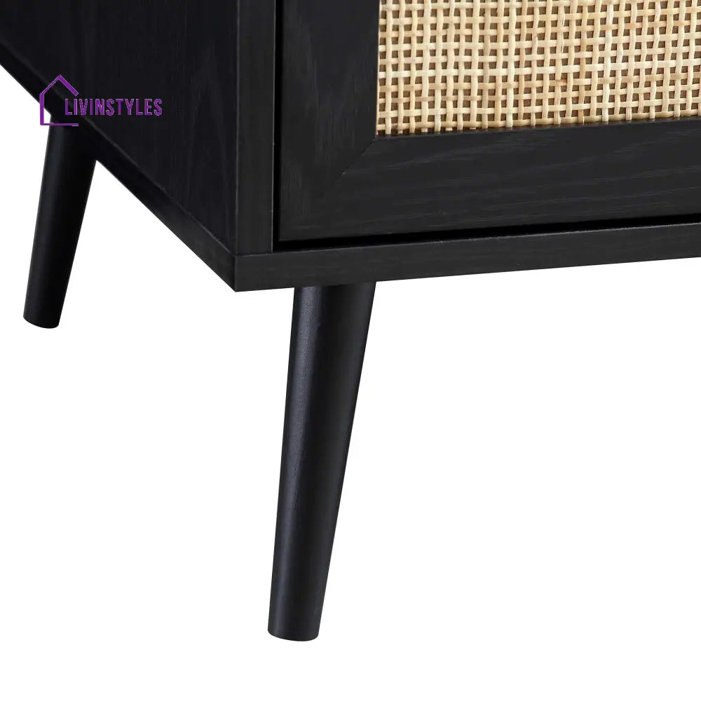 Frances Woven Rattan Compact Double Wardrobe Black Wardrobes