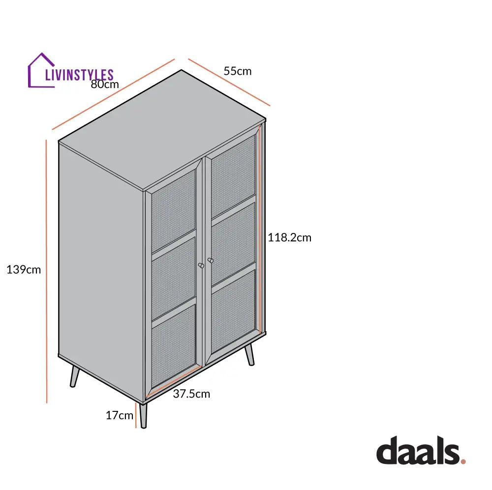 Frances Woven Rattan Compact Double Wardrobe Black Wardrobes