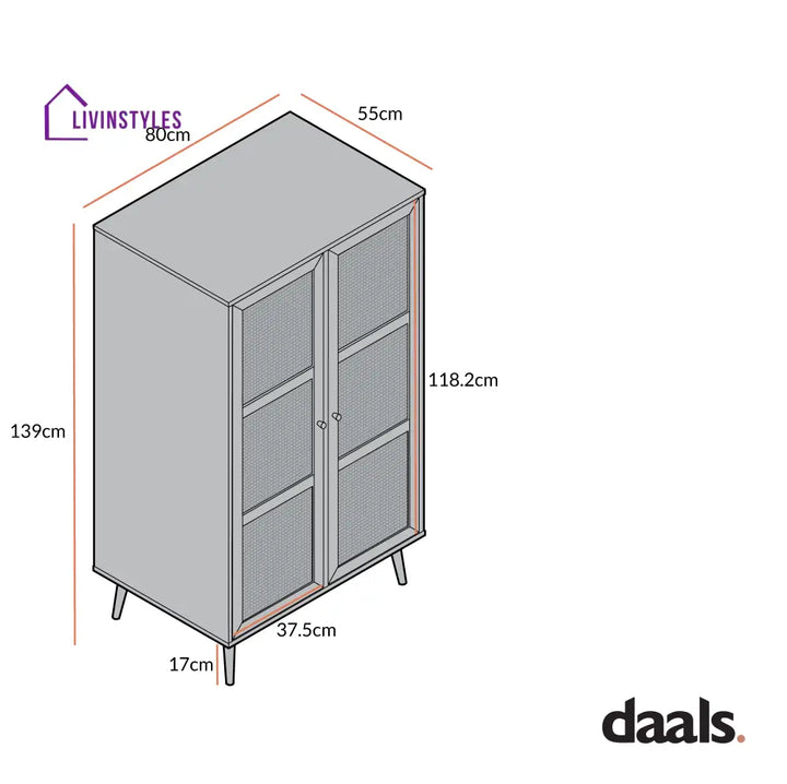 Frances Woven Rattan Compact Double Wardrobe Black Wardrobes