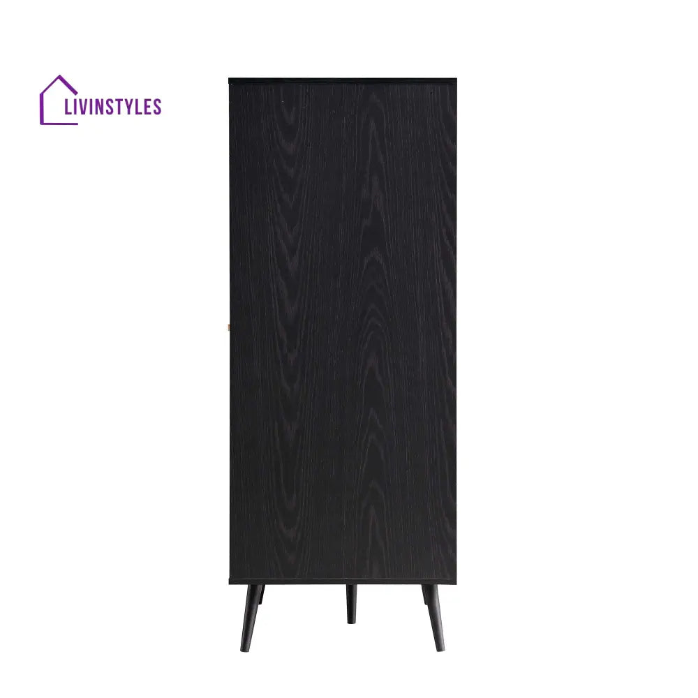 Frances Woven Rattan Compact Double Wardrobe Black Wardrobes